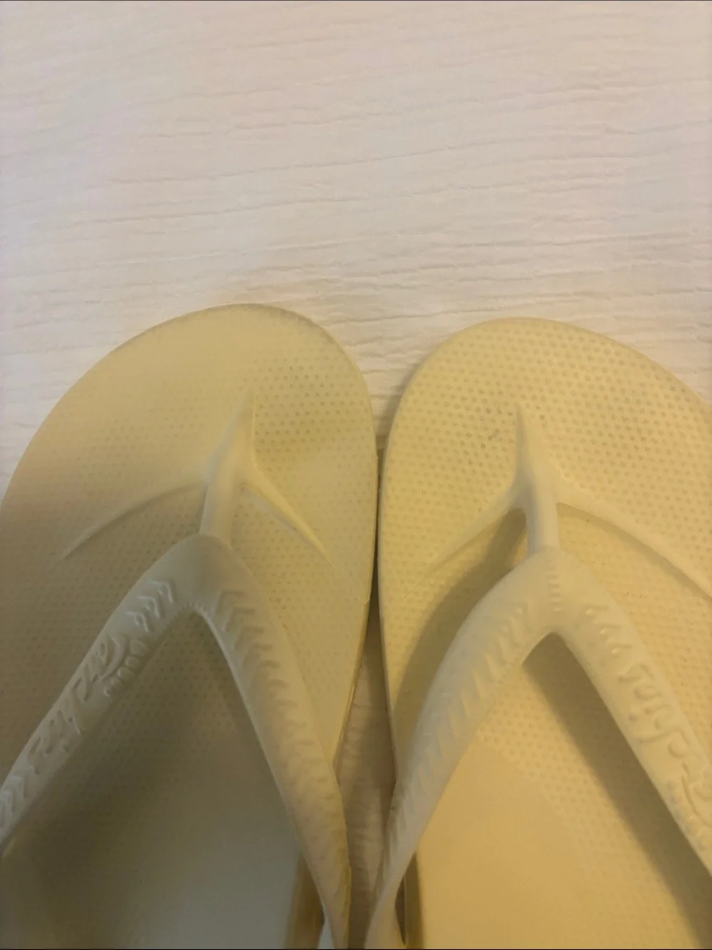 Archie's Classic Women's Flip Flop Sandals in Butter yellow-worn twice
